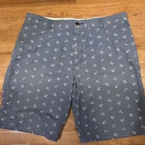 Dockers Blue and White Shorts with Anchor Detail